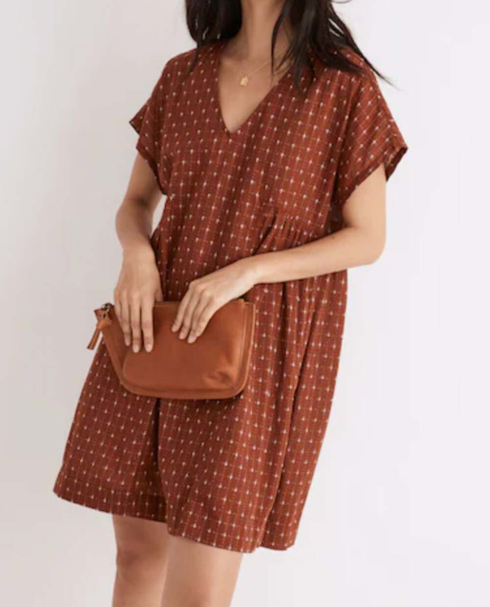 Madewell Jacquard Dolman Tunic Mini Dress Redwood Red Medium